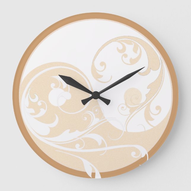 Sand and White Yin & Yang Large Clock (Front)