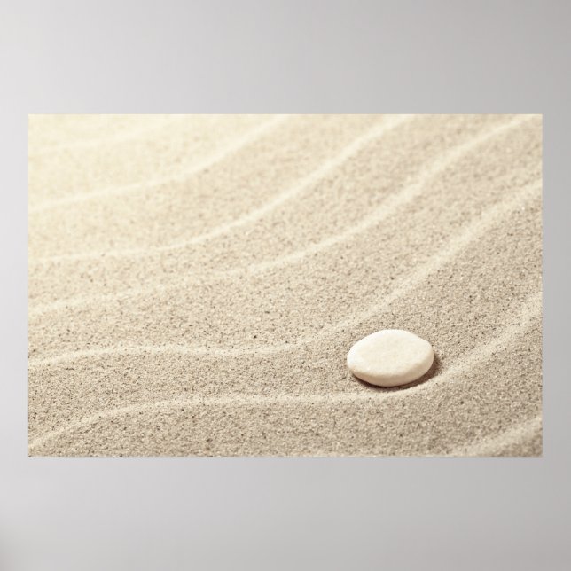 Sand Background With White Stone Poster (Front)