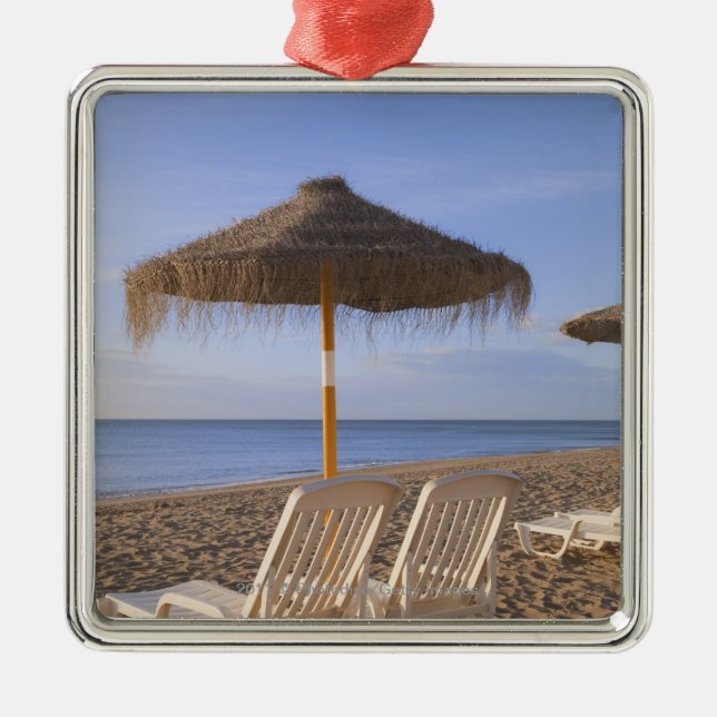 Sand Beach Chairs with Umbrella Metal Tree Decoration (Front)