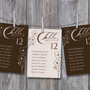 Sand beige Botanical table Number Card