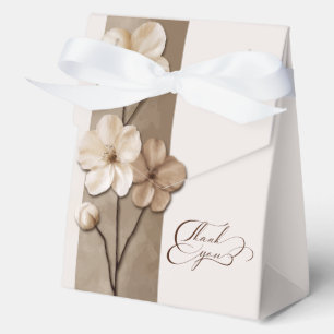 Sand Beige Floral Botanical Wedding Thank You Favour Box