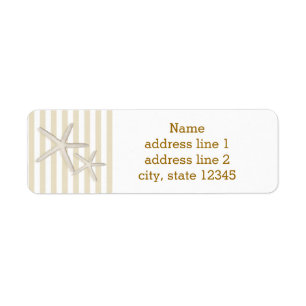 Sand Beige Striped Beach Starfish Address Label