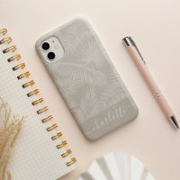 Sand Beige Tropical Botanical Palm Leaves Pattern