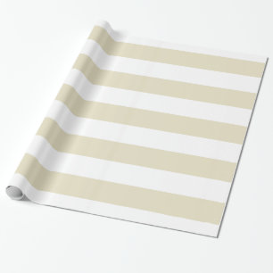 Sand Beige White Huge Stripes Wrapping Paper