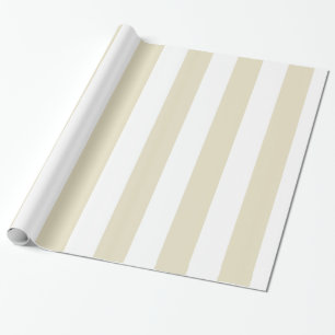 Sand Beige White Huge Stripes Wrapping Paper