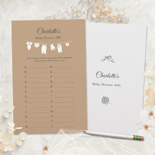 Sand Boho Minimalist Baby Shower ABC Game
