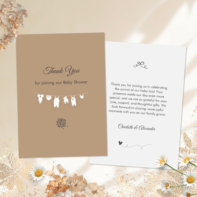 Sand Boho Minimalist Gender Neutral Baby Shower Thank You Card (Minimalist Sand Gender Neutral Boho Baby Shower Thank You Card ©Susanne Sachers - Sunny Mind 🌞)