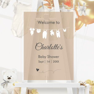 Sand Boho Minimalist Translucent Baby Shower Acrylic Sign