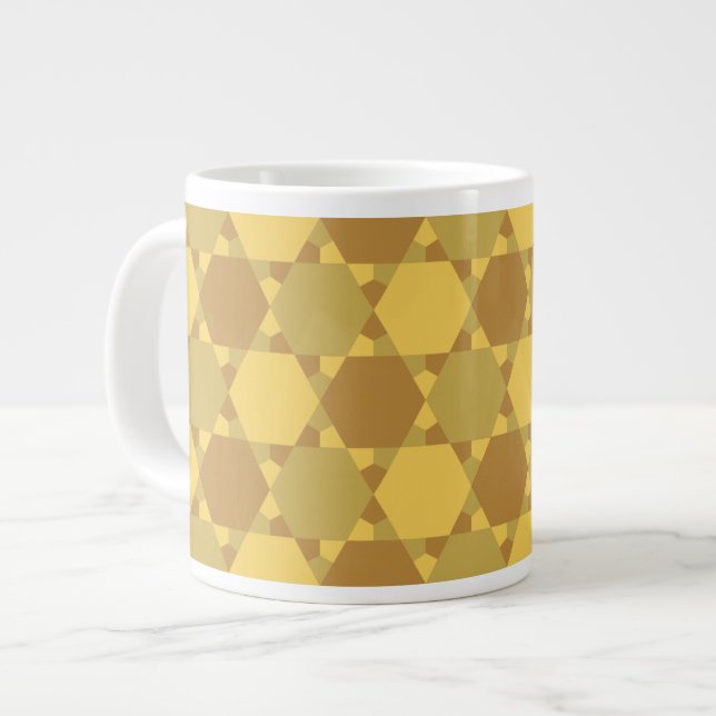 Sand Brown Star Optical Illusion Pattern Large Coffee Mug (Front Left)