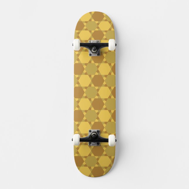 Sand Brown Star Optical Illusion Pattern Skateboard (Front)