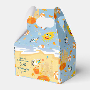 Sand castle beach fun baby boy birthday party favour box