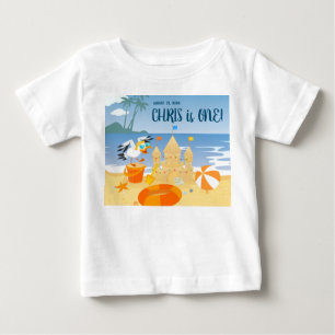 Sand castle beach fun baby boy birthday party T-Shirt