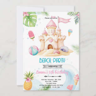 Sand castle girl invitation