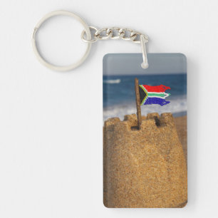 Sand Castle With South African Flag, Umhlanga Key Ring