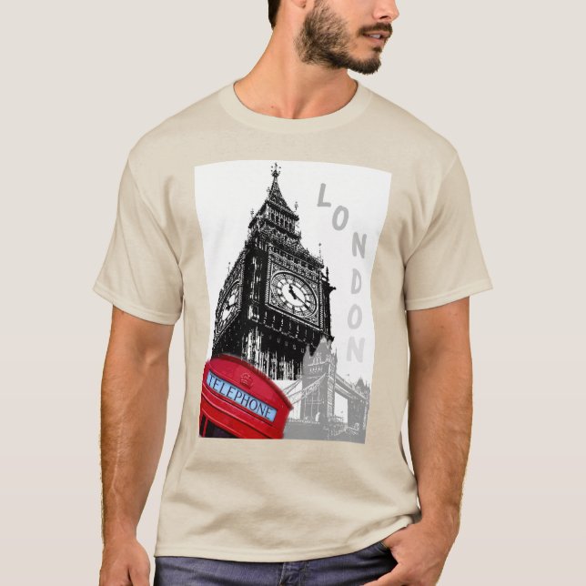 Sand Colour London Big Ben Clock Tower Westminster T-Shirt (Front)