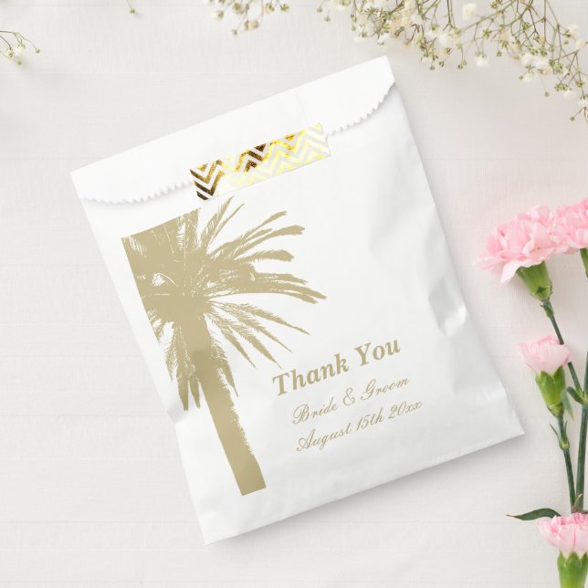 Sand colour palm tree beach wedding favour bags (Sealed)