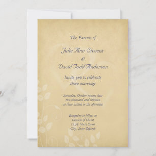 Sand Colour Vintage Hearts Wedding Invitation