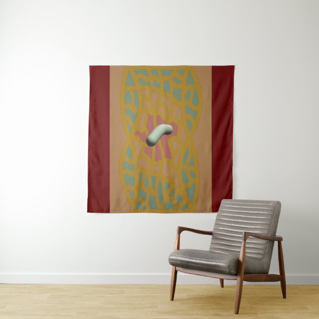 Sand coloured patterned  art designed tapestry (In Situ)