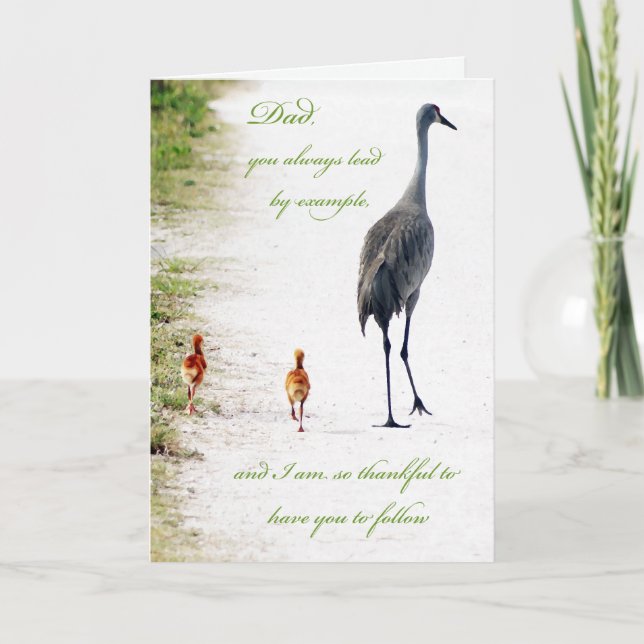 Sand Crane with Babies Father's Day Card (Front)