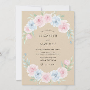 Sand Dainty Watercolor Spring Wedding Invitation