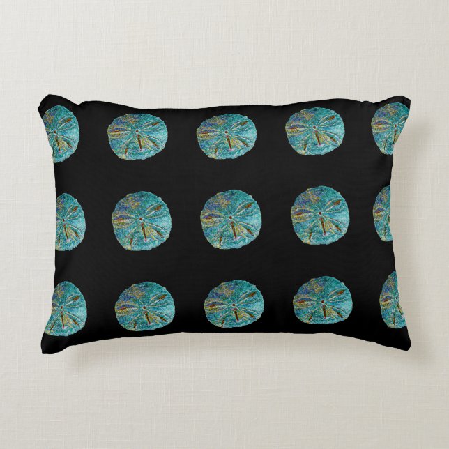 Sand Dollar Abstract Pattern Gift Favour Teal Blac Decorative Cushion (Front)
