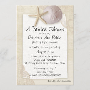 Sand Dollar and Ivory Lace Bridal Shower Invitation