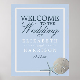 Sand Dollar and Starfish Beach Wedding Welcome Poster