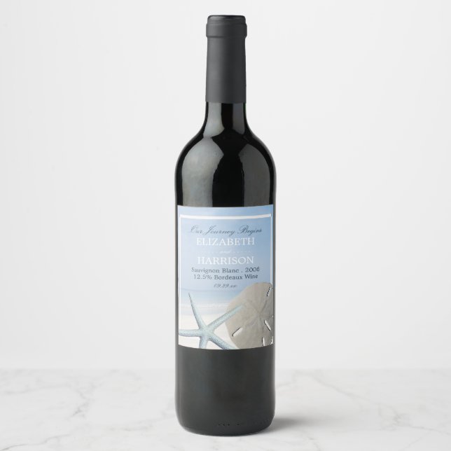 Sand Dollar and Starfish Beach Wine Label (Front)