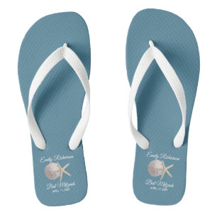 Sand Dollar and Starfish Beach with Name and Date Jandals