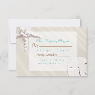 Sand Dollar and Starfish Oceanic Wedding RSVP Card