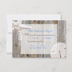 Sand Dollar and Starfish Oceanic Wedding RSVP Card