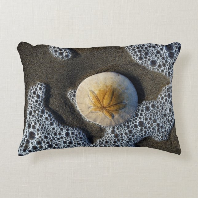 Sand Dollar and Surf Beach Photo Accent Pillow (Front)