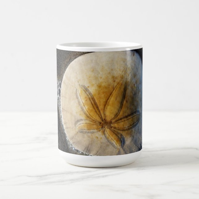 Sand Dollar and Surf Beach Photo Coffee Mug (Center)