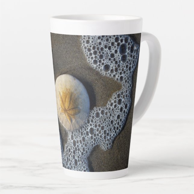 Sand Dollar and Surf Beach Photo Latte Mug (Right Angle)