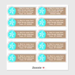 Sand Dollar Aqua Individual Address Mailing Labels