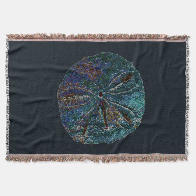 Sand Dollar Art Abstract Blue Nautical Gift Favour Throw Blanket (Front)