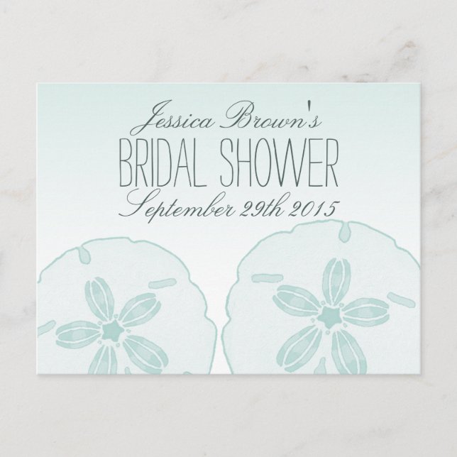 Sand Dollar Beach Bridal Shower Recipe Cards (Front)