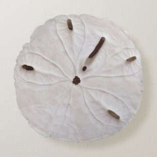 Sand Dollar Beach Coastal White Grey Round Trendy Cushion