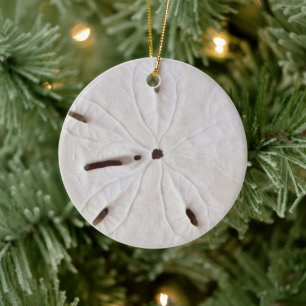 Sand Dollar Beach Coastal White Round Trendy 2020 Ceramic Tree Decoration