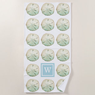 Sand Dollar Beach Custom Monogram Initial Beach Towel