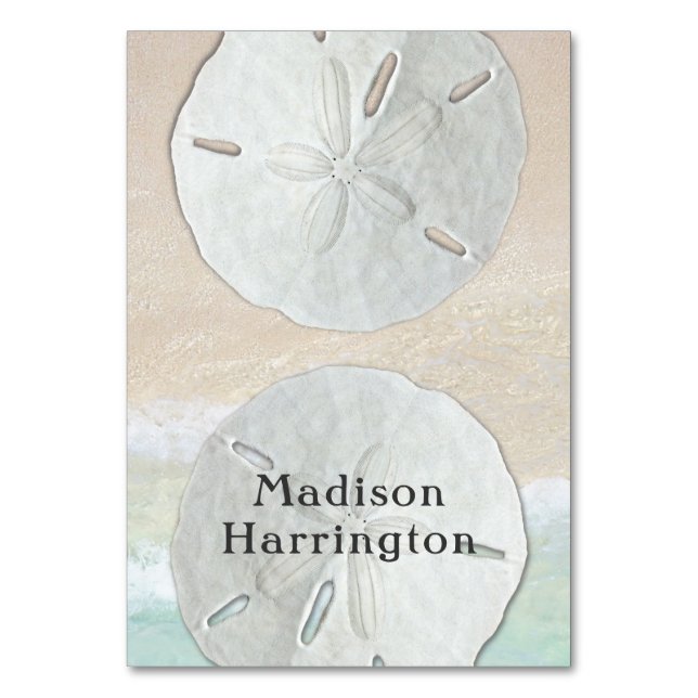 Sand Dollar Beach Name Template Tented Place Cards (Front)