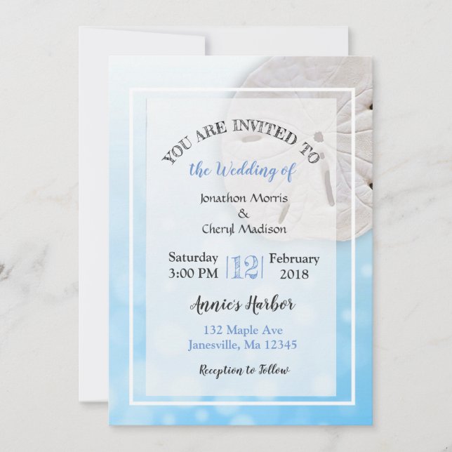 Sand Dollar Beach Themed Wedding Invitations (Front)