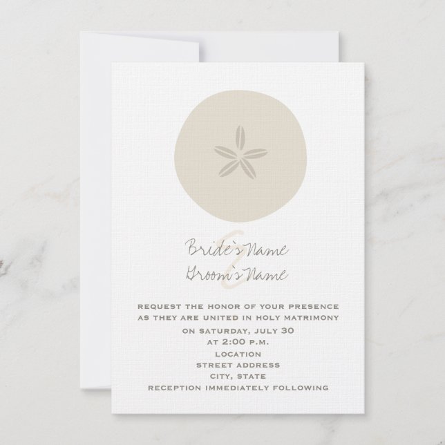 Sand Dollar Beach Wedding Invitation (Front)
