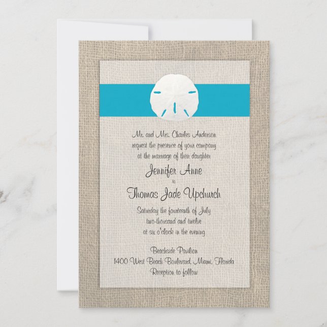 Sand Dollar Beach Wedding Invitation - Malibu (Front)