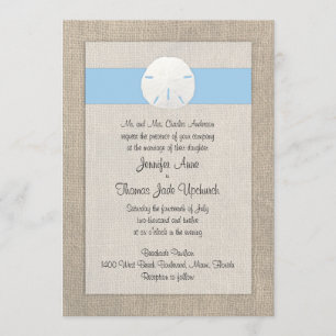 Sand Dollar Beach Wedding Invitation Sky Blue
