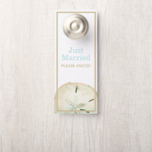 Sand Dollar Beach Wedding Just Married Favour Door Hanger
