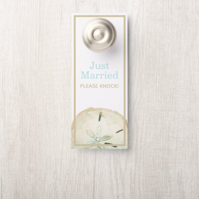 Sand Dollar Beach Wedding Just Married Favour Door Hanger (On Knob)