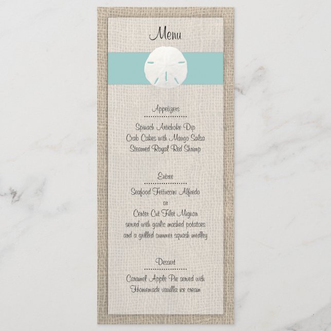 Sand Dollar Beach Wedding Menu (Front)