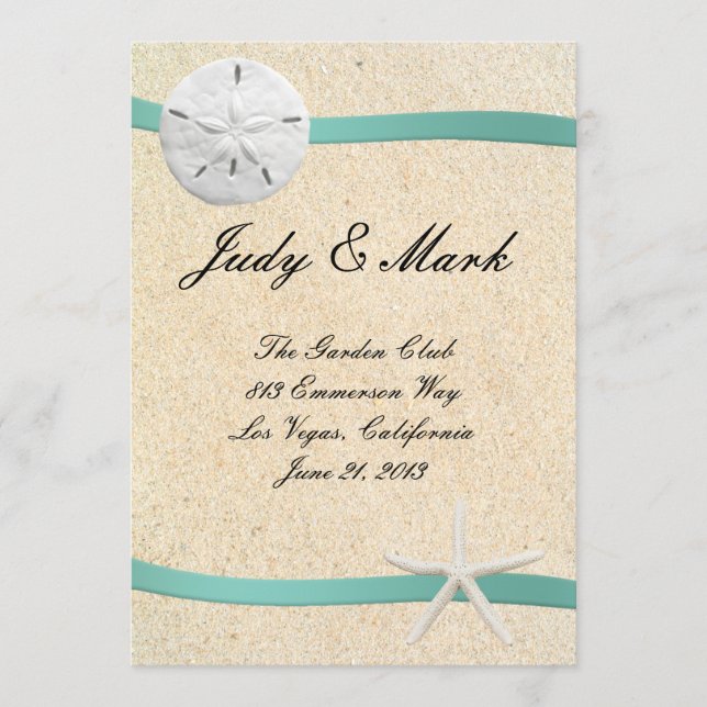 Sand Dollar Beach Wedding Menu Card (Front)
