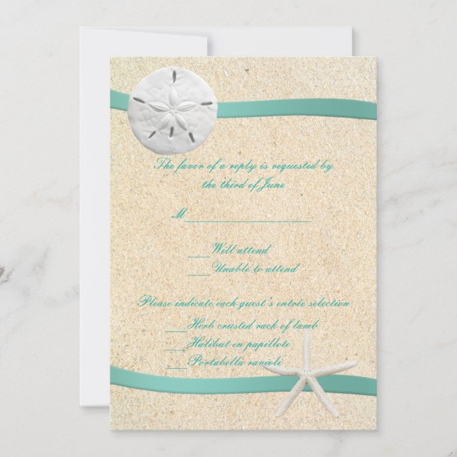 Sand Dollar Beach Wedding Response Card (Front)